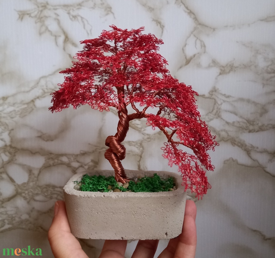 Oldalra hajló drót bonsai - otthon & lakás - dekoráció - asztal és polc dekoráció - bonsai - Meska.hu