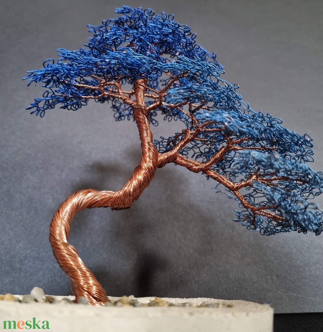 Kék színátmenetes drót bonsai - otthon & lakás - dekoráció - asztal és polc dekoráció - bonsai - Meska.hu
