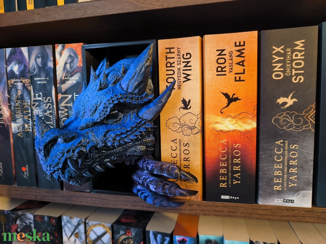 Sárkányfej booknook színváltós - otthon & életmód - dekoráció - asztal és polc dekoráció - könyvszobor - Meska.hu