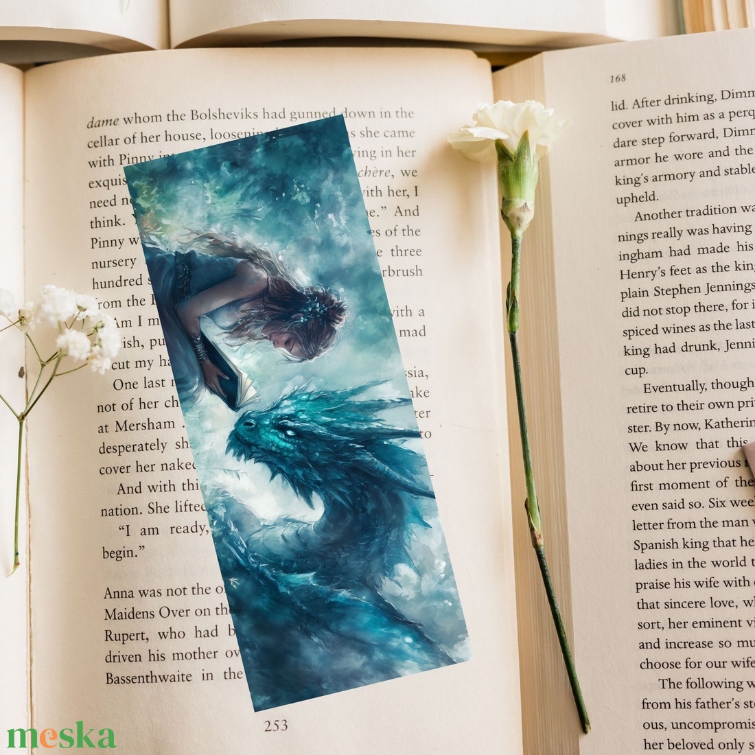 Dark Green Reading Dragon könyvjelző 1  - könyv & zene - könyvjelző - Meska.hu