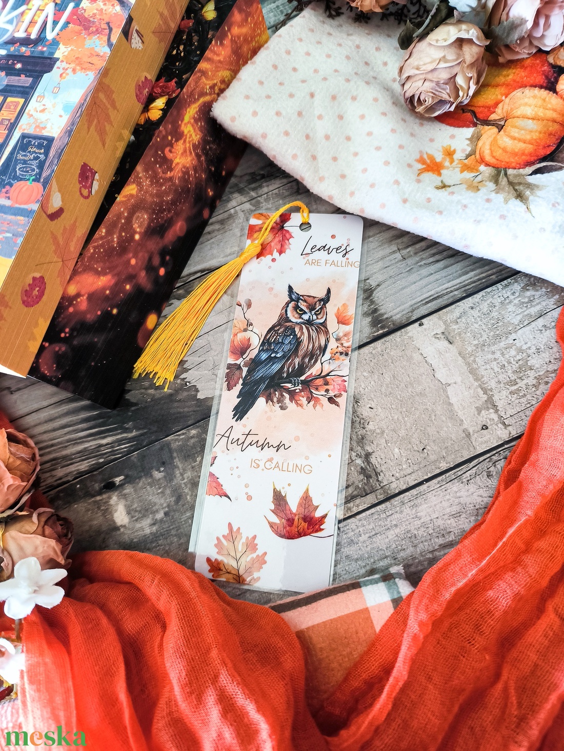 Autumn is calling őszi könyvjelző - könyv & zene - könyvjelző - Meska.hu