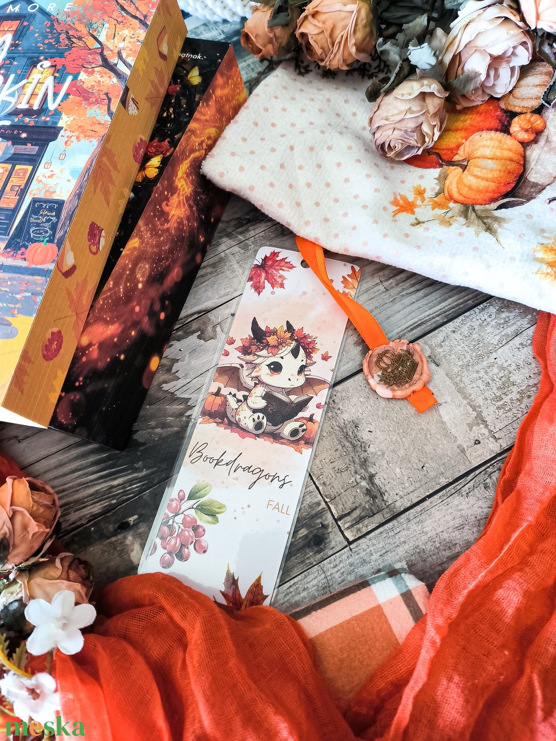 Bookdragon's Fall őszi könyvjelző - könyv & zene - könyvjelző - Meska.hu