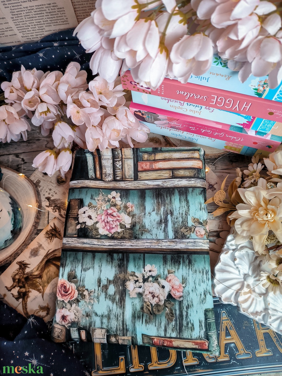 Türkiz könyves könyvtasak � Stílusos védelem kedvenc könyveidnek - Nagyméretű - könyv & zene - könyvtok - Meska.hu