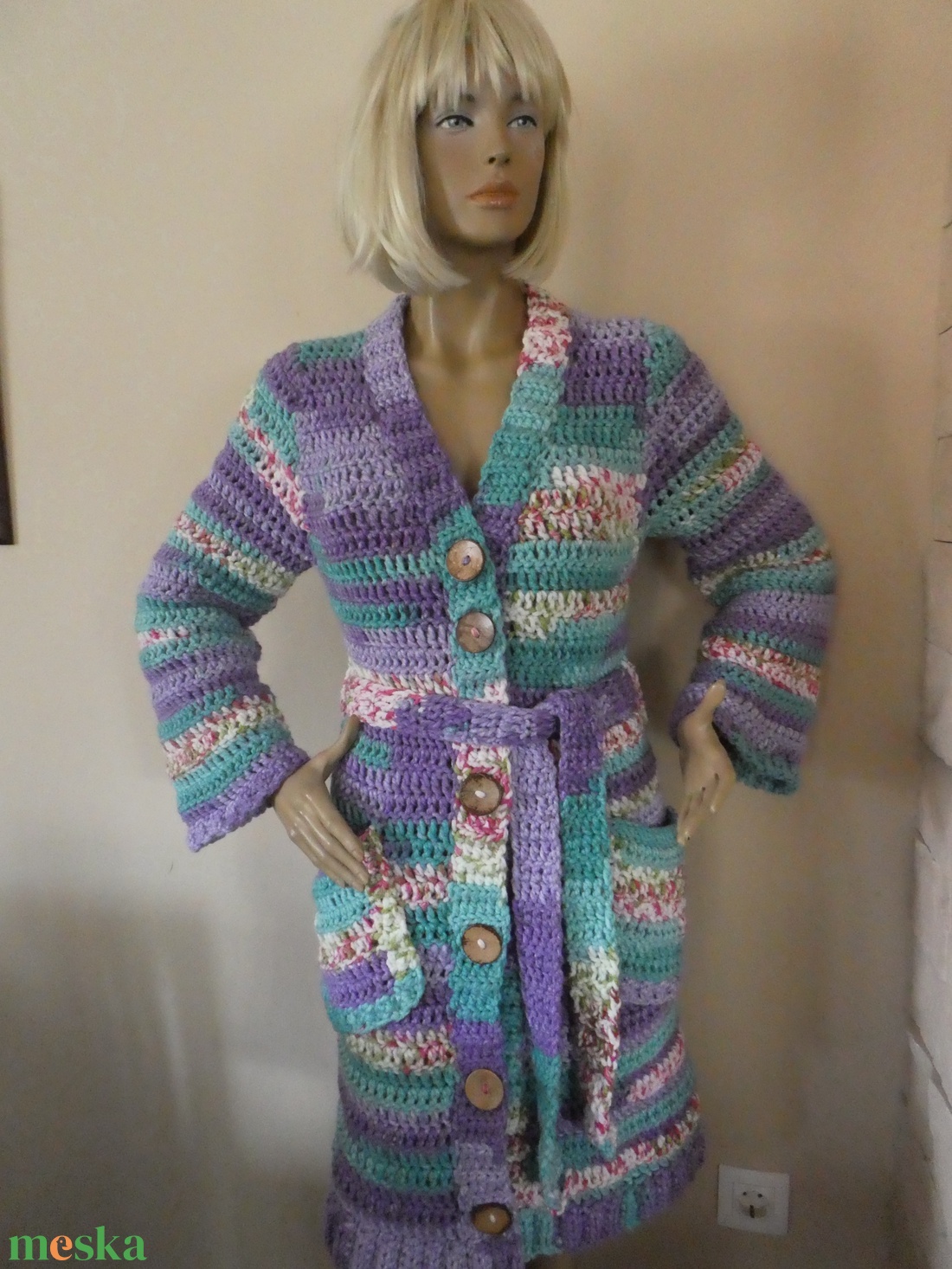 horgolt kardigán s-m-es - ruha & divat - női ruha - kardigánok - Meska.hu