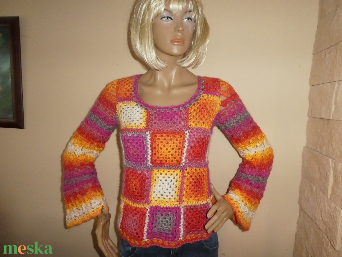 horgolt felső s-m-es - ruha & divat - női ruha - mellény - Meska.hu