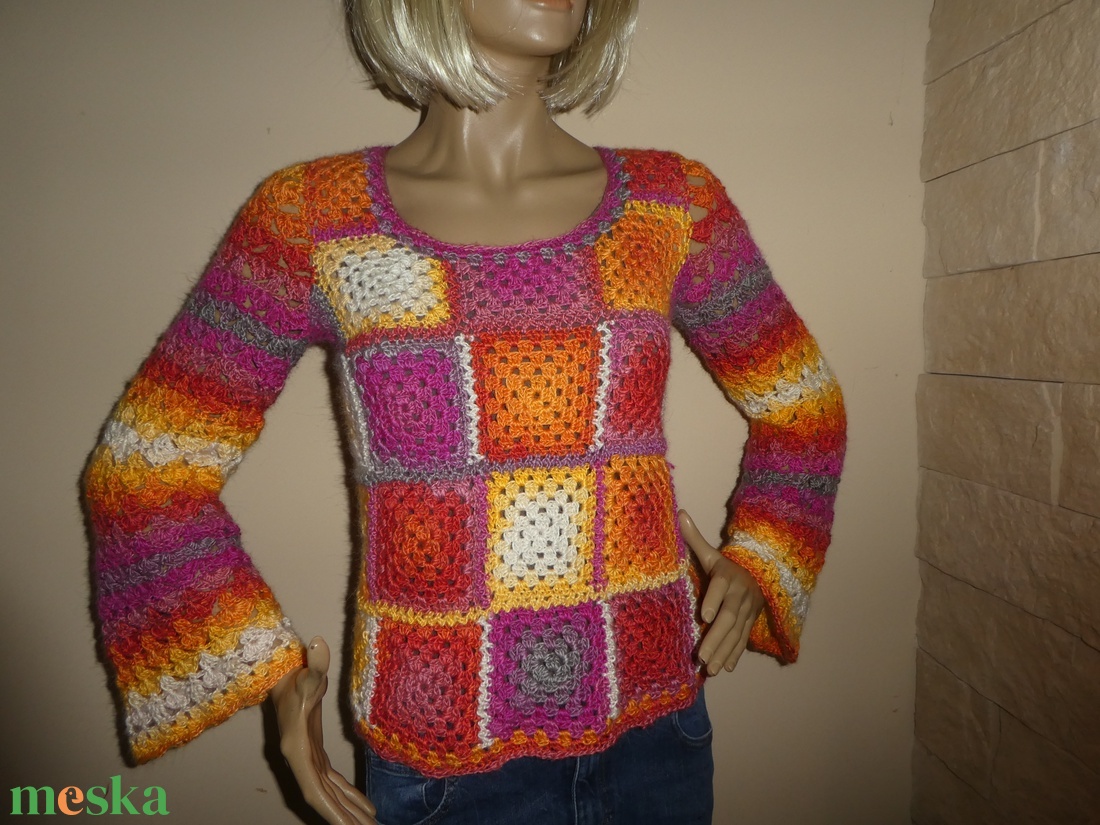 horgolt felső s-m-es - ruha & divat - női ruha - mellény - Meska.hu