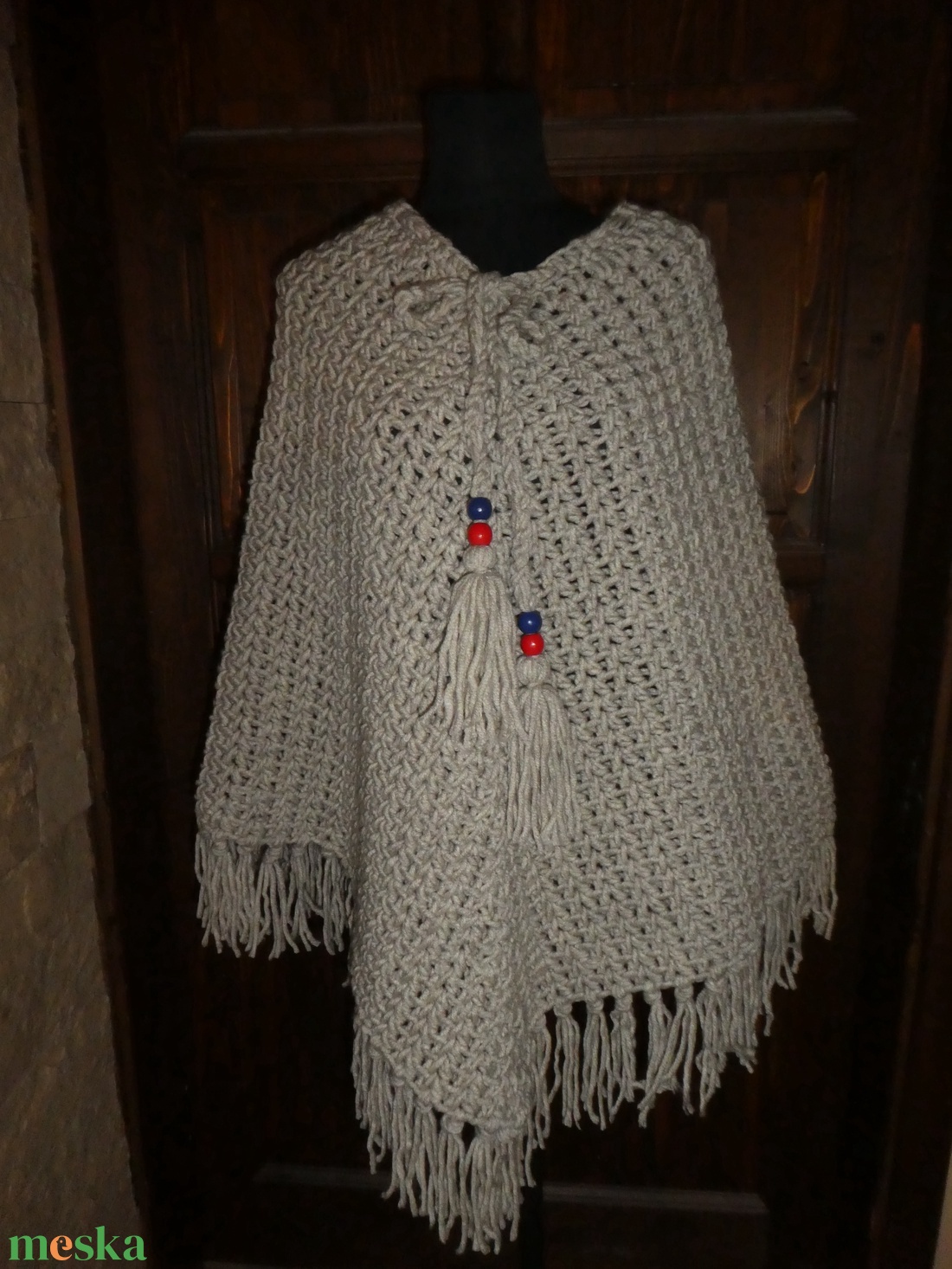 horgolt szürke poncsó - ruha & divat - női ruha - kardigánok - Meska.hu