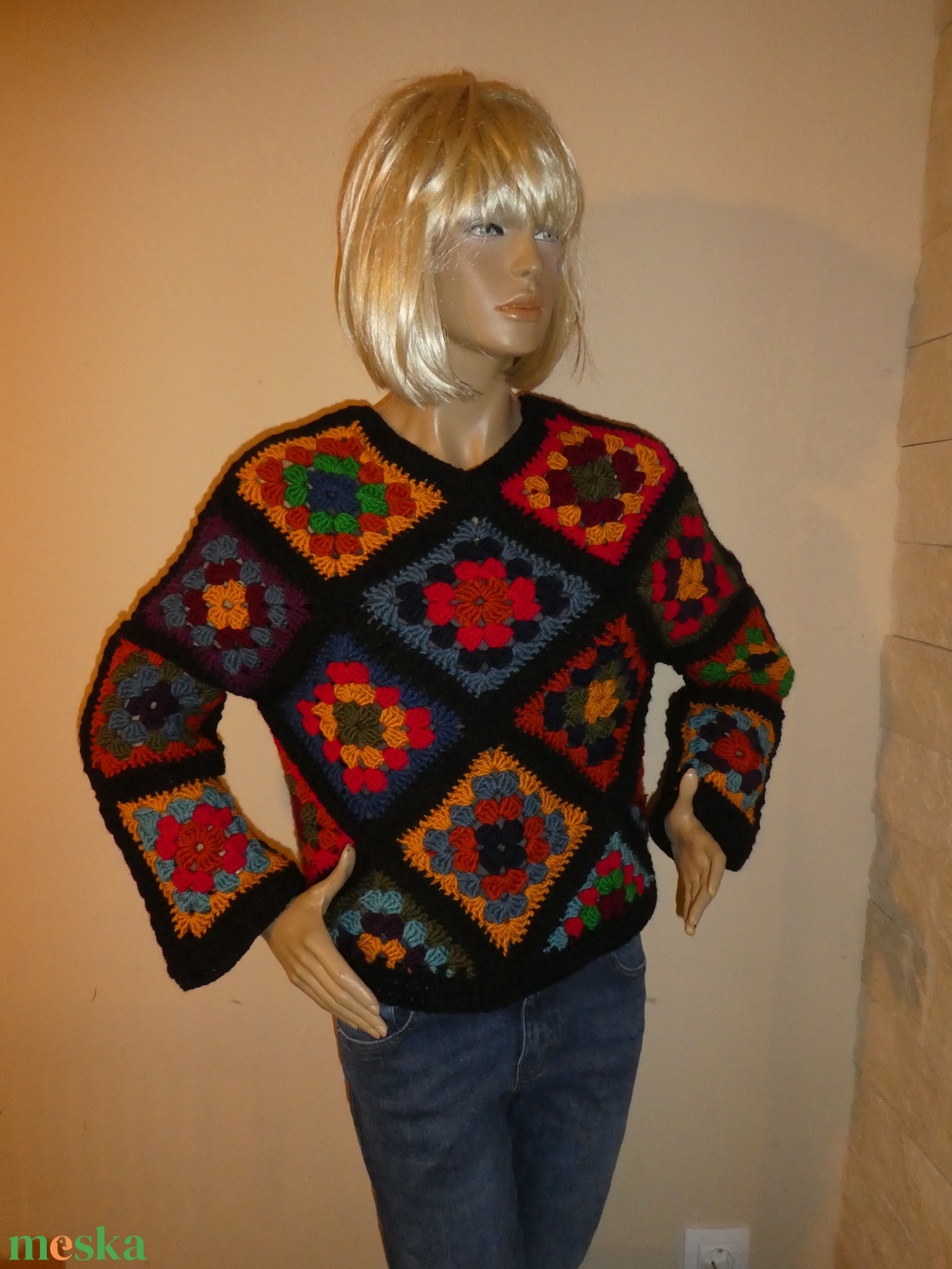 horgolt pulcsi m-es - ruha & divat - női ruha - mellény - Meska.hu