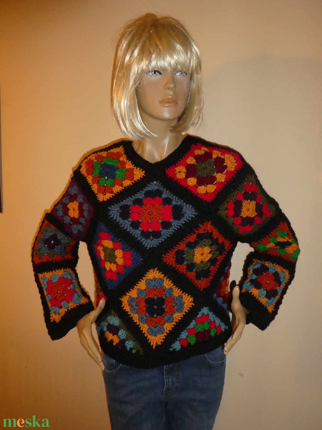 horgolt pulcsi m-es - ruha & divat - női ruha - mellény - Meska.hu