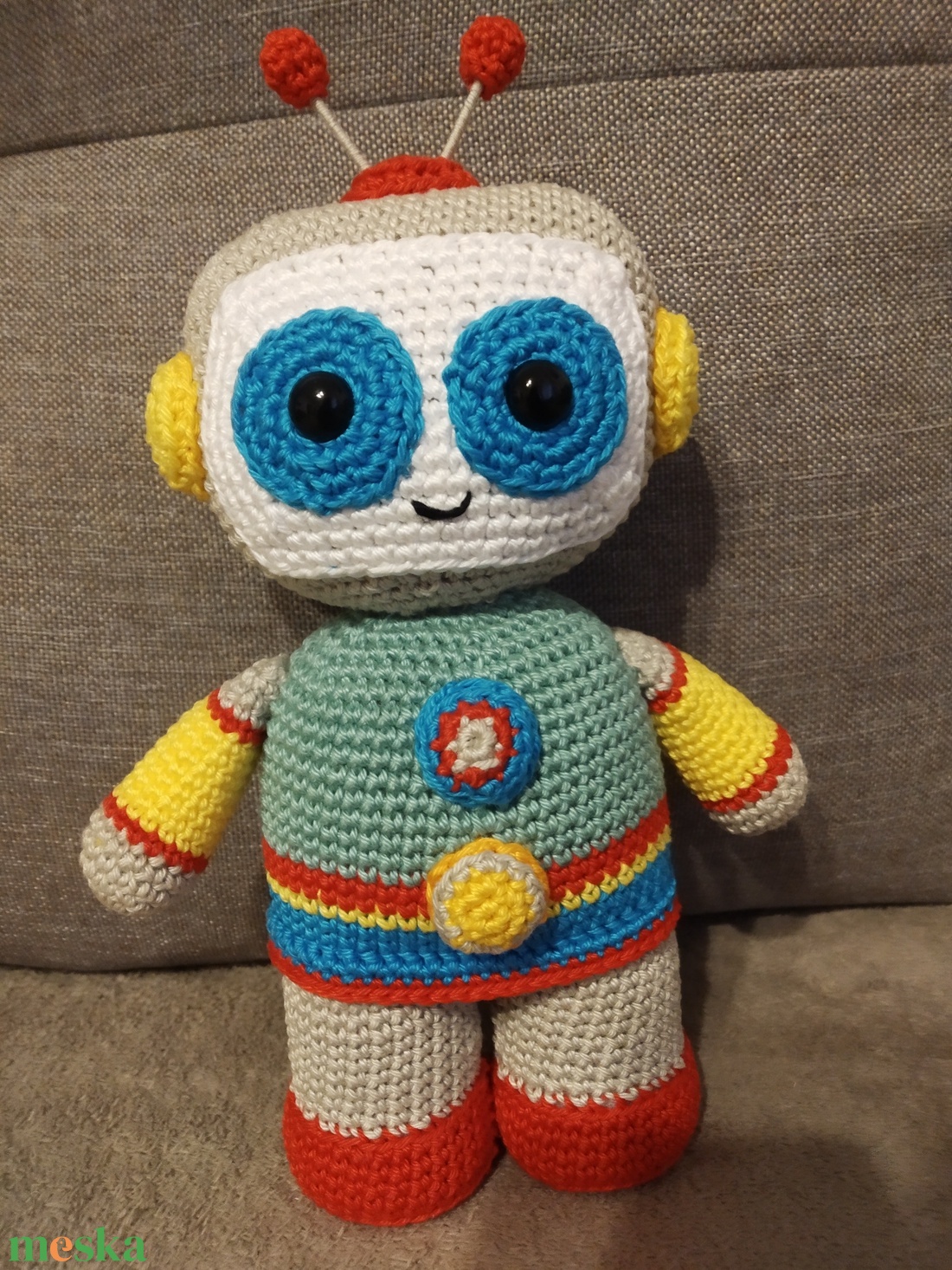 Horgolt robot  - játék & sport - plüssállat & játékfigura - robot & gép - Meska.hu