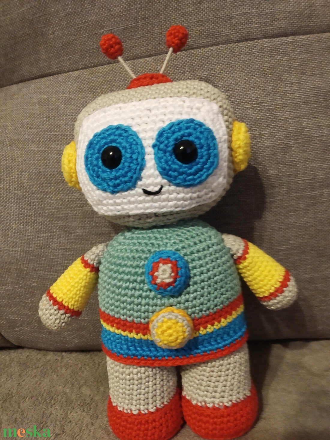 Horgolt robot  - játék & sport - plüssállat & játékfigura - robot & gép - Meska.hu