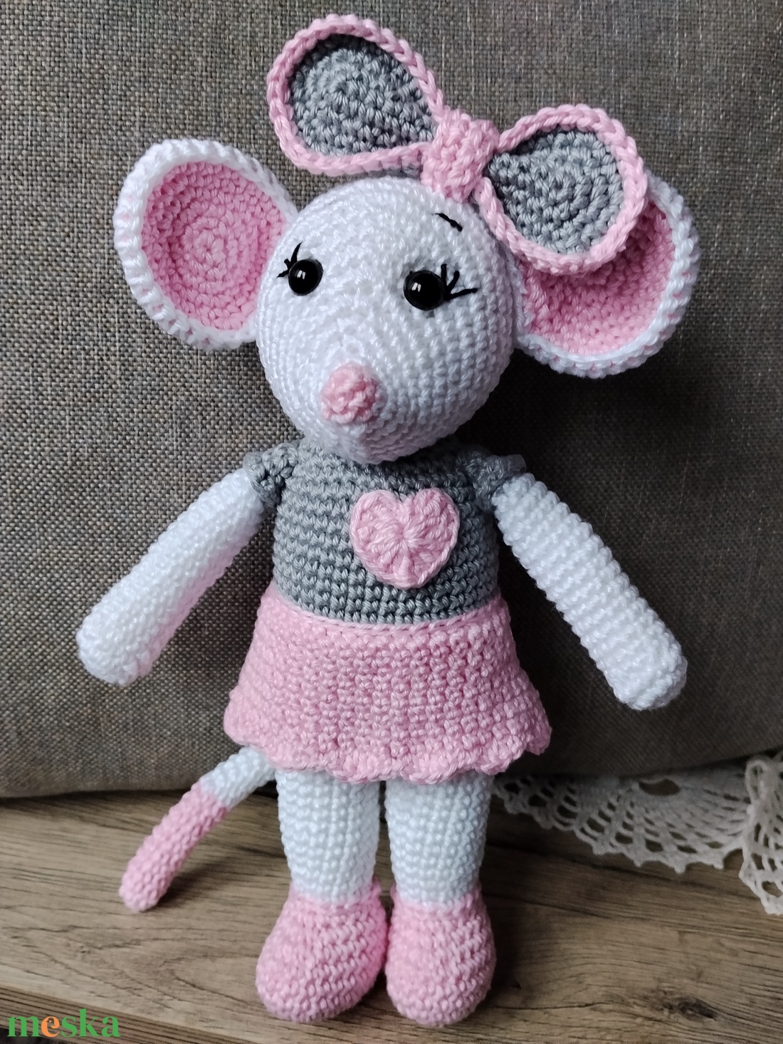 Horgolt egér  - játék & sport - plüssállat & játékfigura - egér - Meska.hu