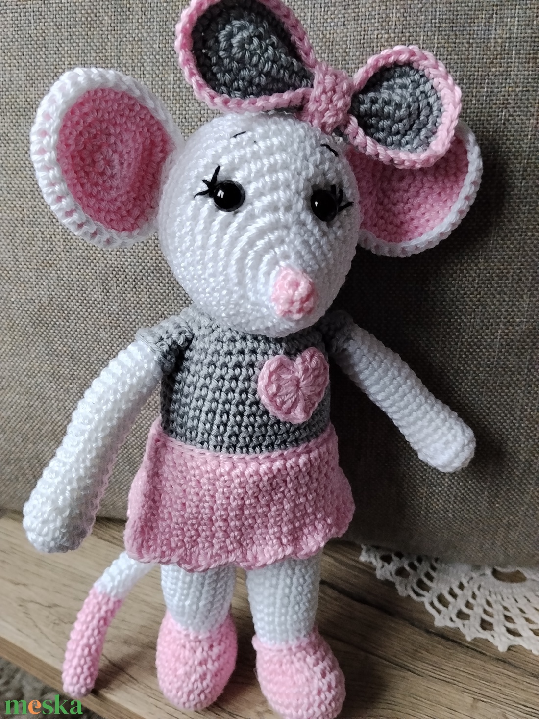 Horgolt egér  - játék & sport - plüssállat & játékfigura - egér - Meska.hu