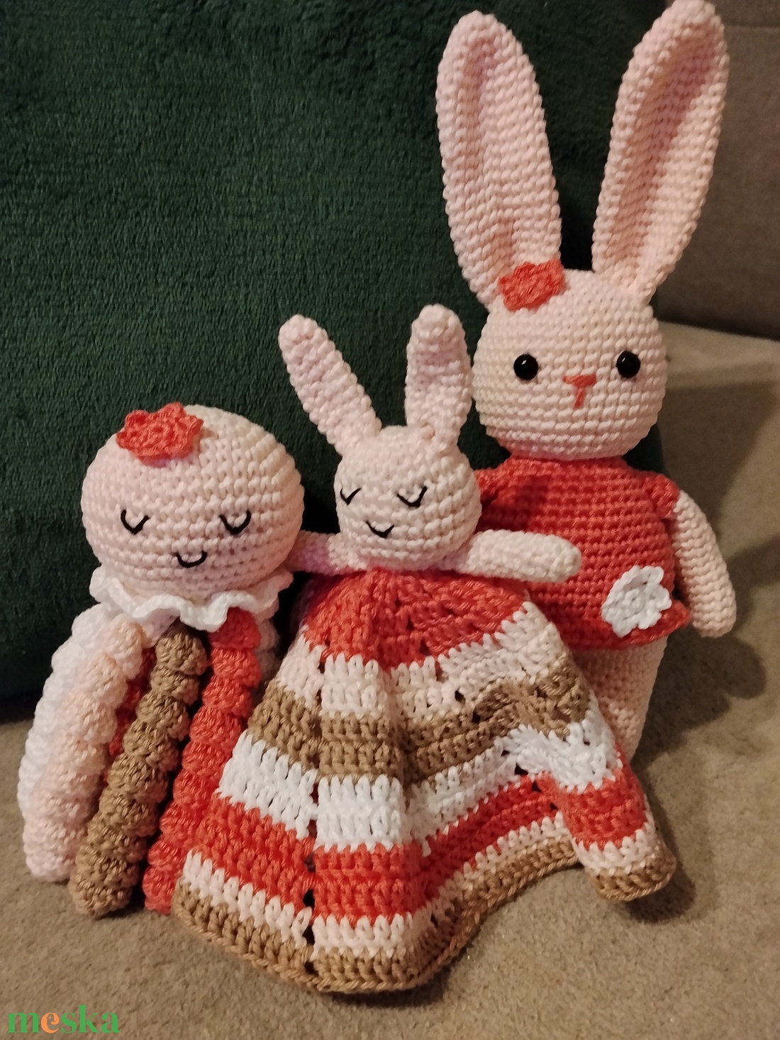 Horgolt nyuszis babaváró szett  - játék & sport - plüssállat & játékfigura - nyuszi - Meska.hu