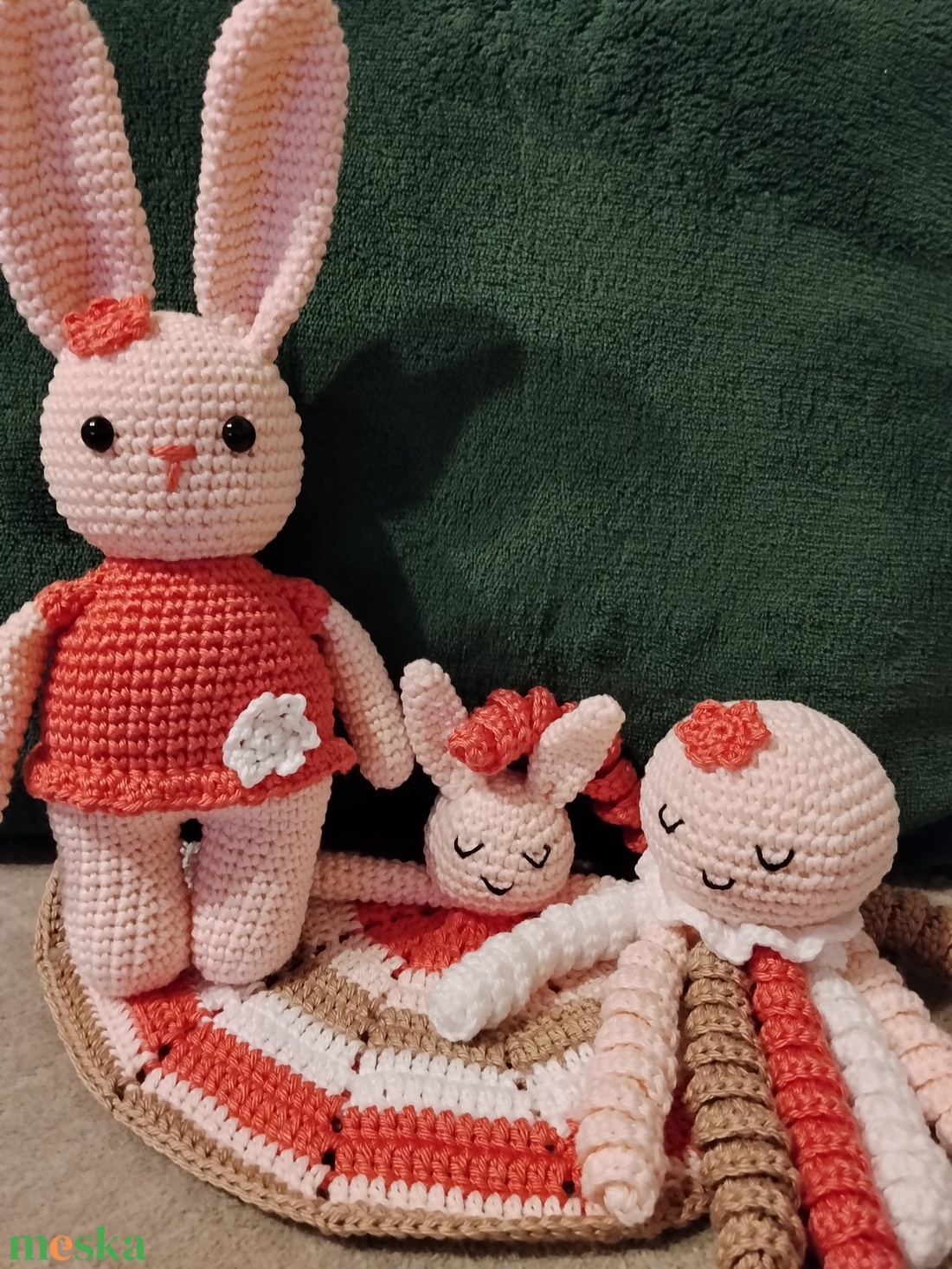 Horgolt nyuszis babaváró szett  - játék & sport - plüssállat & játékfigura - nyuszi - Meska.hu