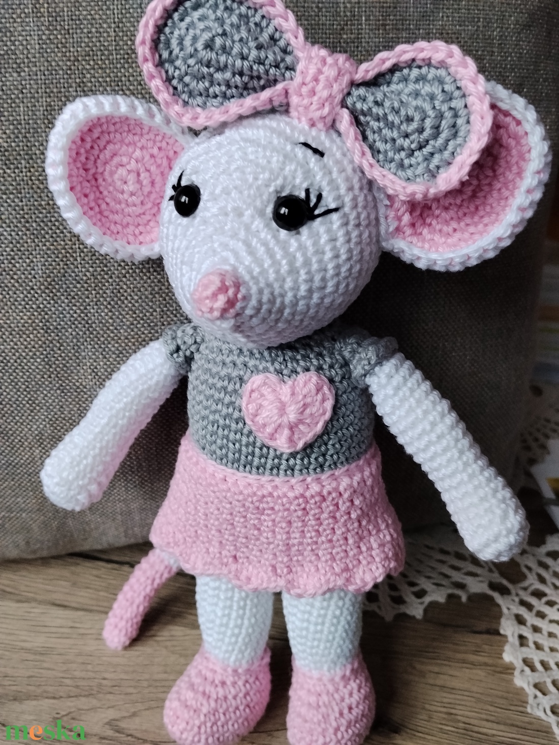 Horgolt egér  - játék & sport - plüssállat & játékfigura - egér - Meska.hu