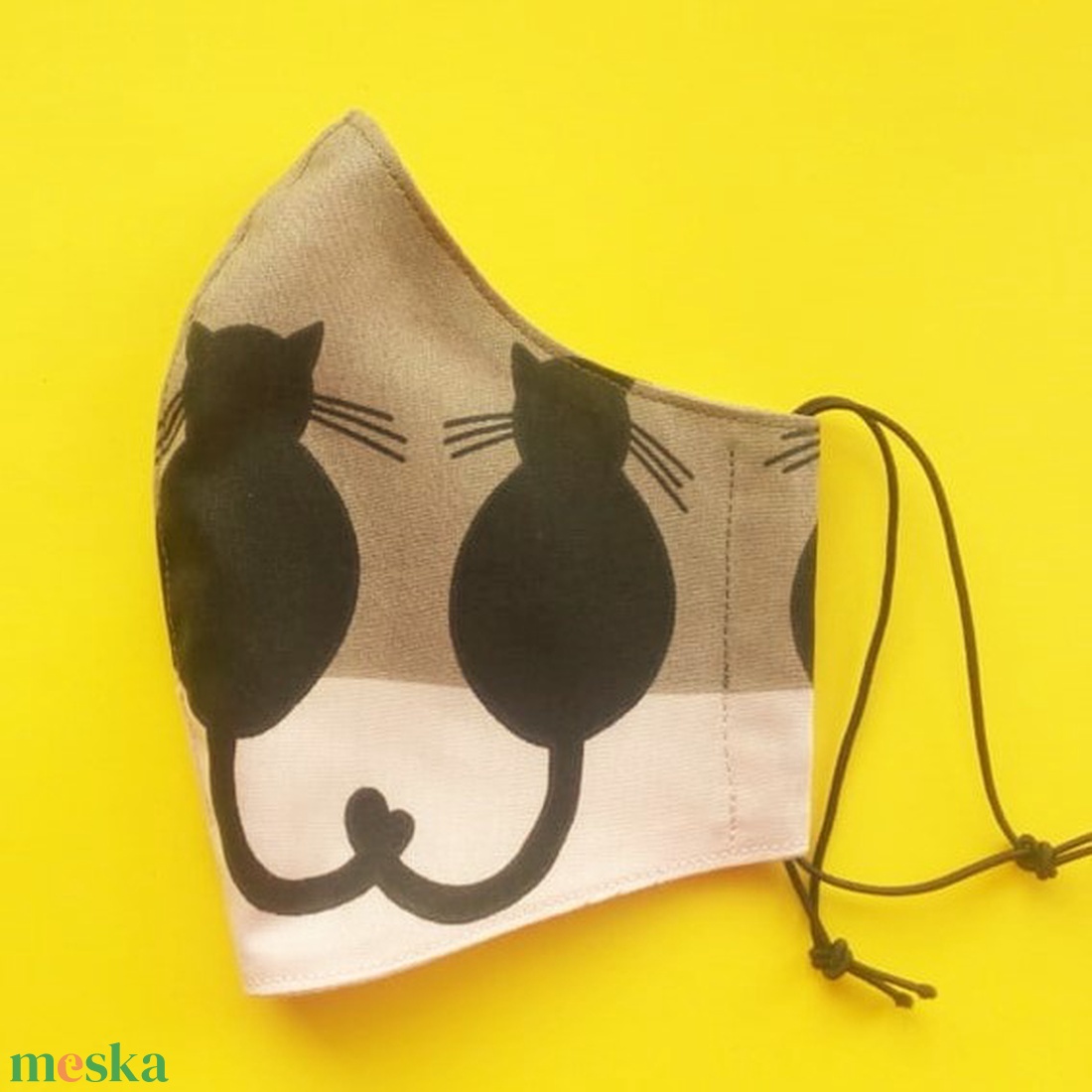 FEKETE CICÁK - NŐI méretű arcmaszk pamutból - ruha & divat - maszk, arcmaszk - Meska.hu