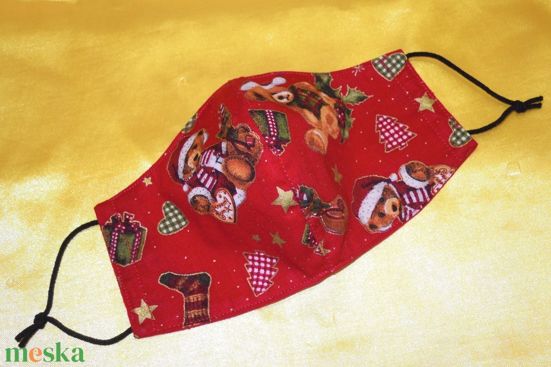 MACIMIKULÁS - karácsonyi M méretű minőségi pamut maszk - ruha & divat - maszk, arcmaszk - női - Meska.hu