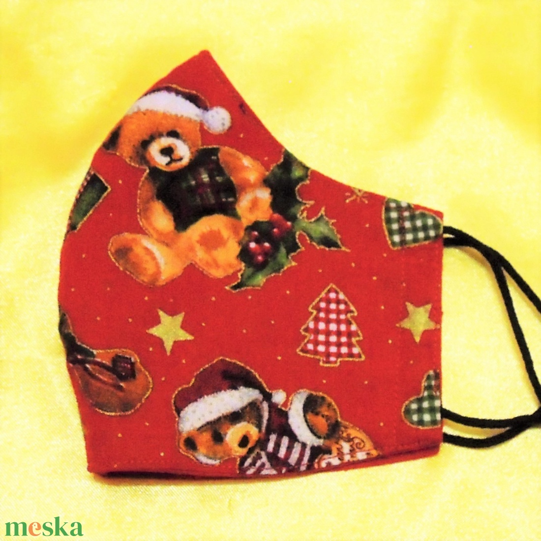 MACIMIKULÁS - karácsonyi M méretű minőségi pamut maszk - ruha & divat - maszk, arcmaszk - női - Meska.hu