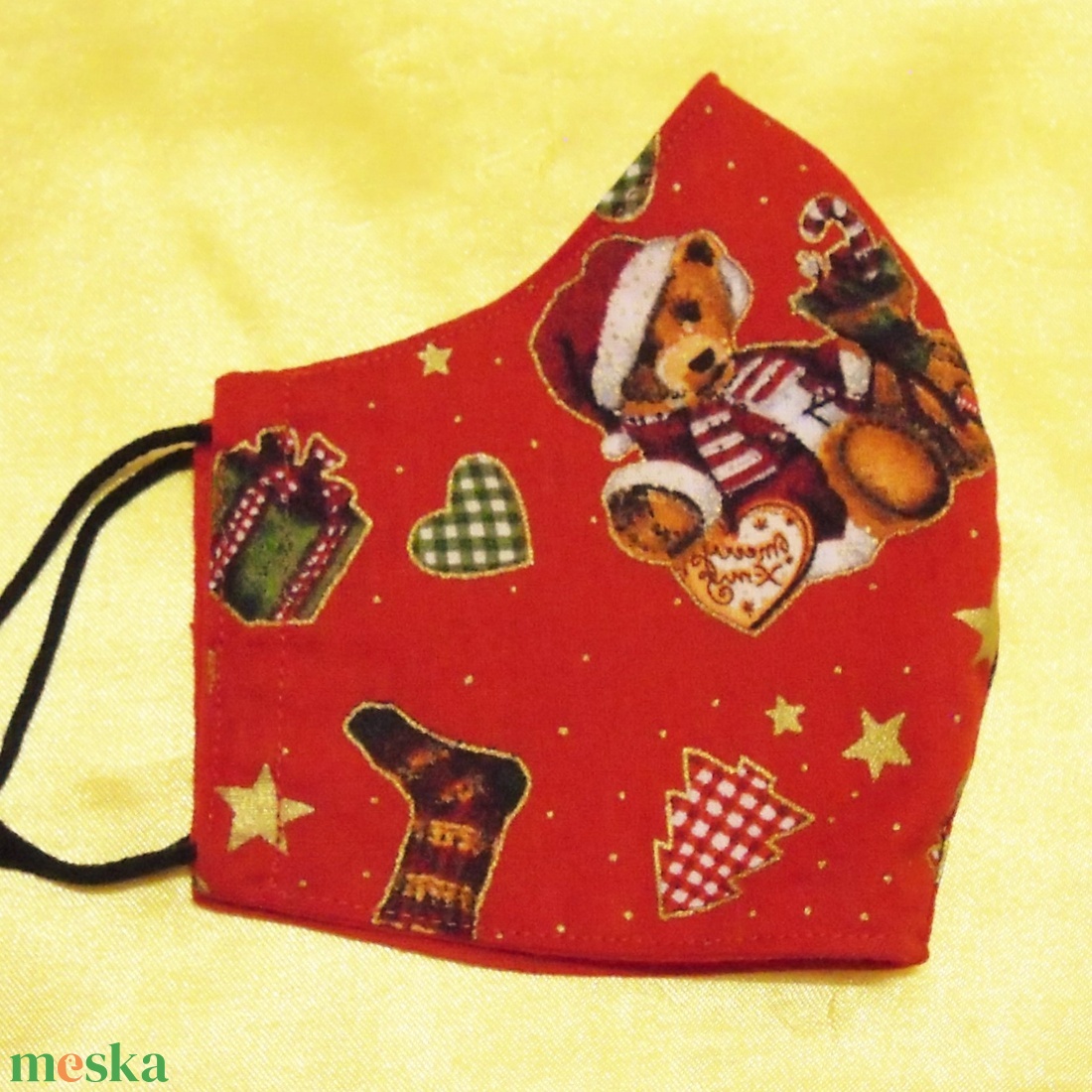MACIMIKULÁS - karácsonyi M méretű minőségi pamut maszk - ruha & divat - maszk, arcmaszk - női - Meska.hu