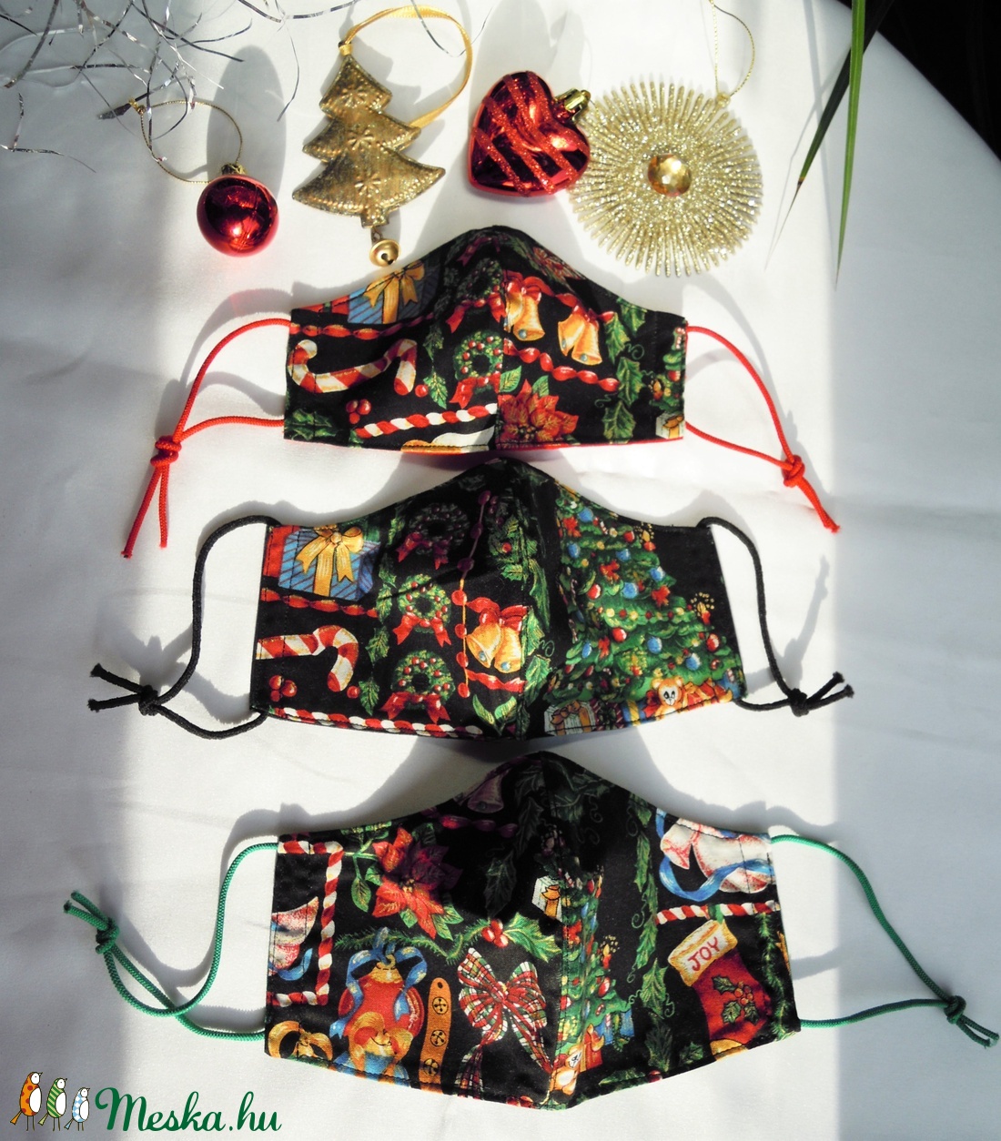 3 db karácsonyi, családi - minőségi pamut maszk - M, S, XS  méretben, kedvezménnyel - női - női - Meska.hu