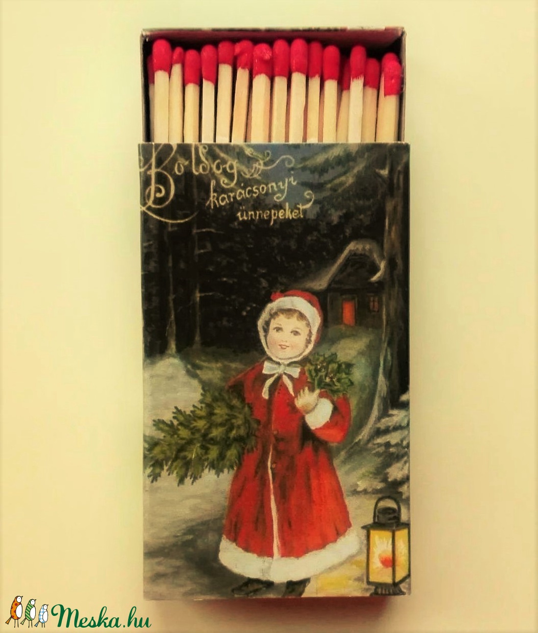 Nagyméretű 11 x 6,5 cm-es gyufa - Piros kabátos kislány fenyőfával - karácsony - karácsonyi lakásdekoráció - Meska.hu Nagyméretű 11 x 6,5 cm-es gyufa - Piros kabátos kislány fenyőfával - karácsony - karácsonyi lakásdekoráció - Meska.hu