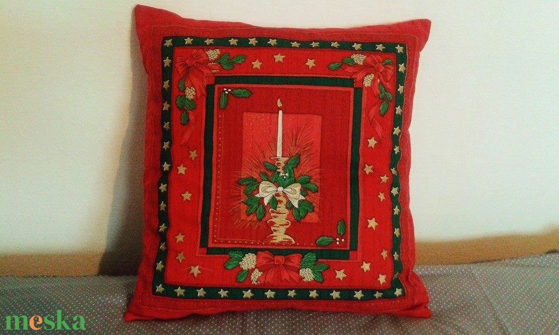Gyertyás, karácsonyi PÁRNAHUZAT pamutból - otthon & életmód - lakástextil - párna & párnahuzat - Meska.hu
