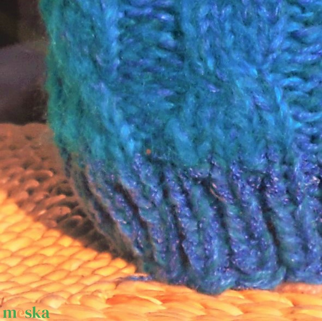 Balaton-kék csavartmintás sapka - ruha & divat - sál, sapka, kendő - sapka - Meska.hu