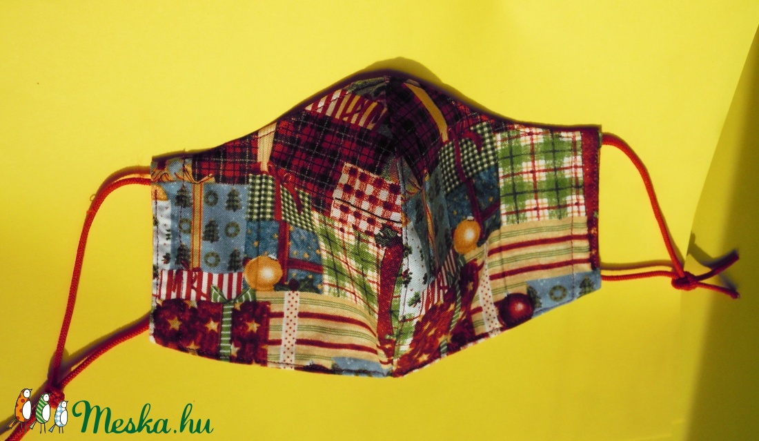 Szolíd karácsonyi mintás M méretű maszk -  - Meska.hu