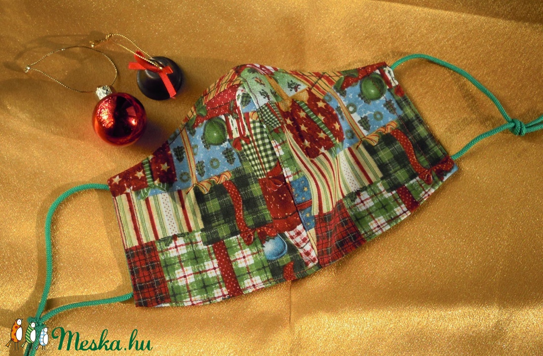Szolíd karácsonyi mintás M méretű maszk -  - Meska.hu