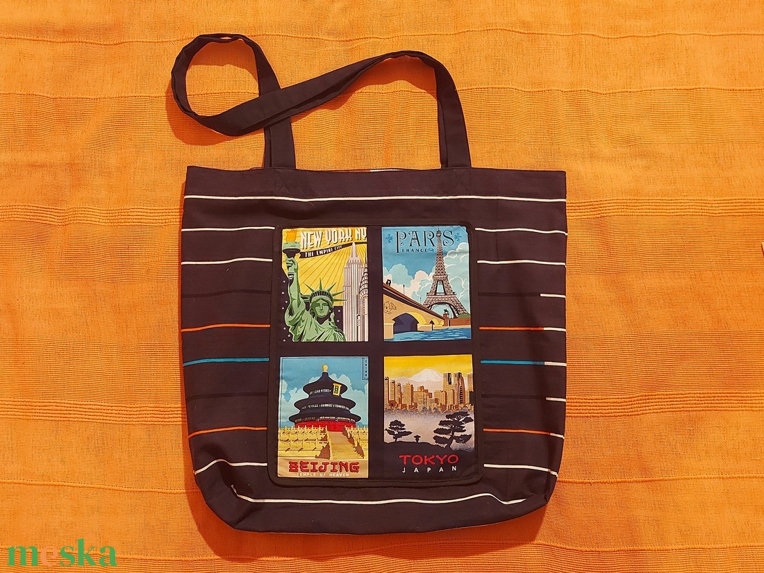 Bevásárló szatyor - városképekkel - táska & tok - bevásárlás & shopper táska - shopper, textiltáska, szatyor - Meska.hu