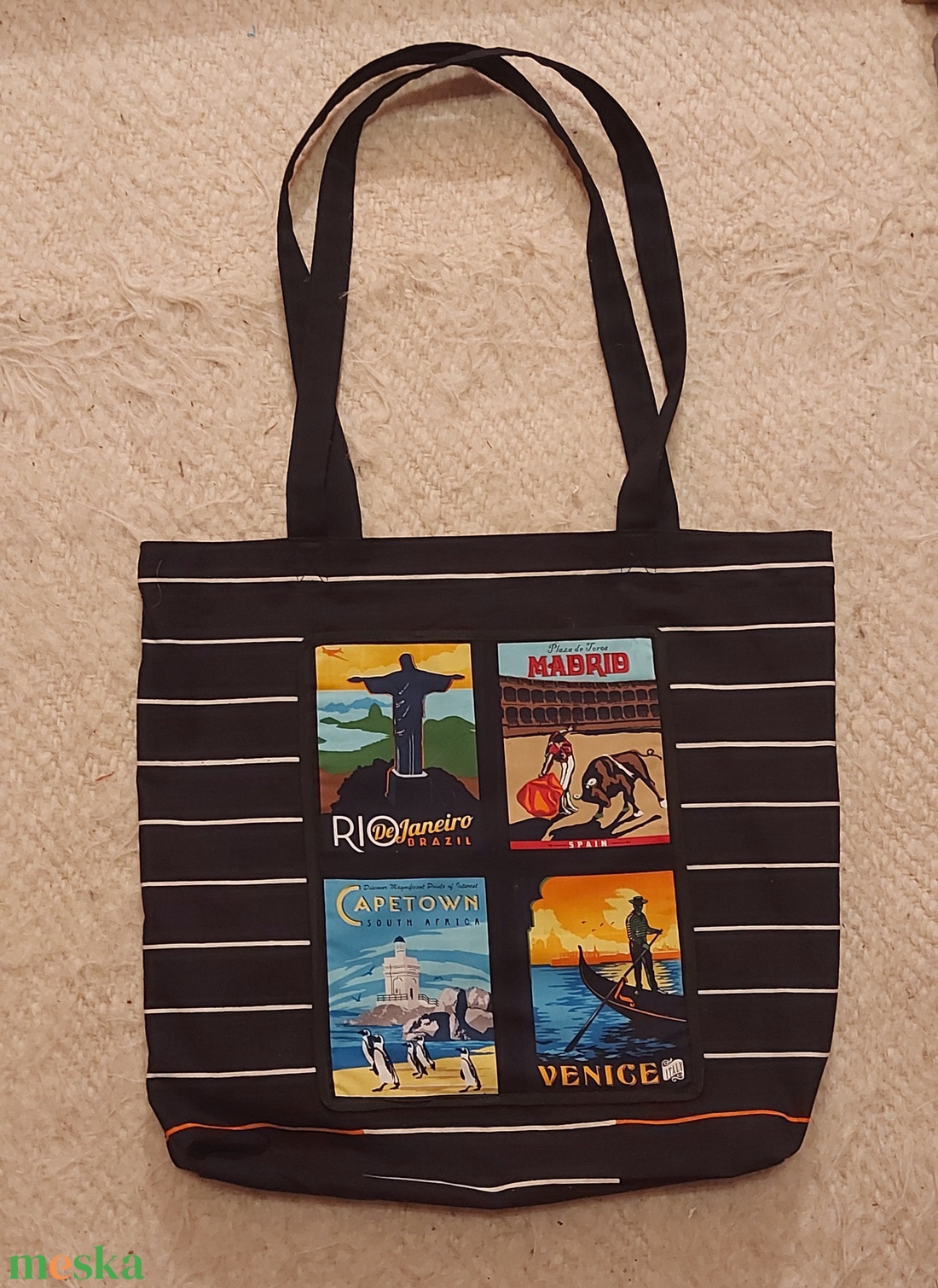 Bevásárló szatyor - városképekkel - táska & tok - bevásárlás & shopper táska - shopper, textiltáska, szatyor - Meska.hu