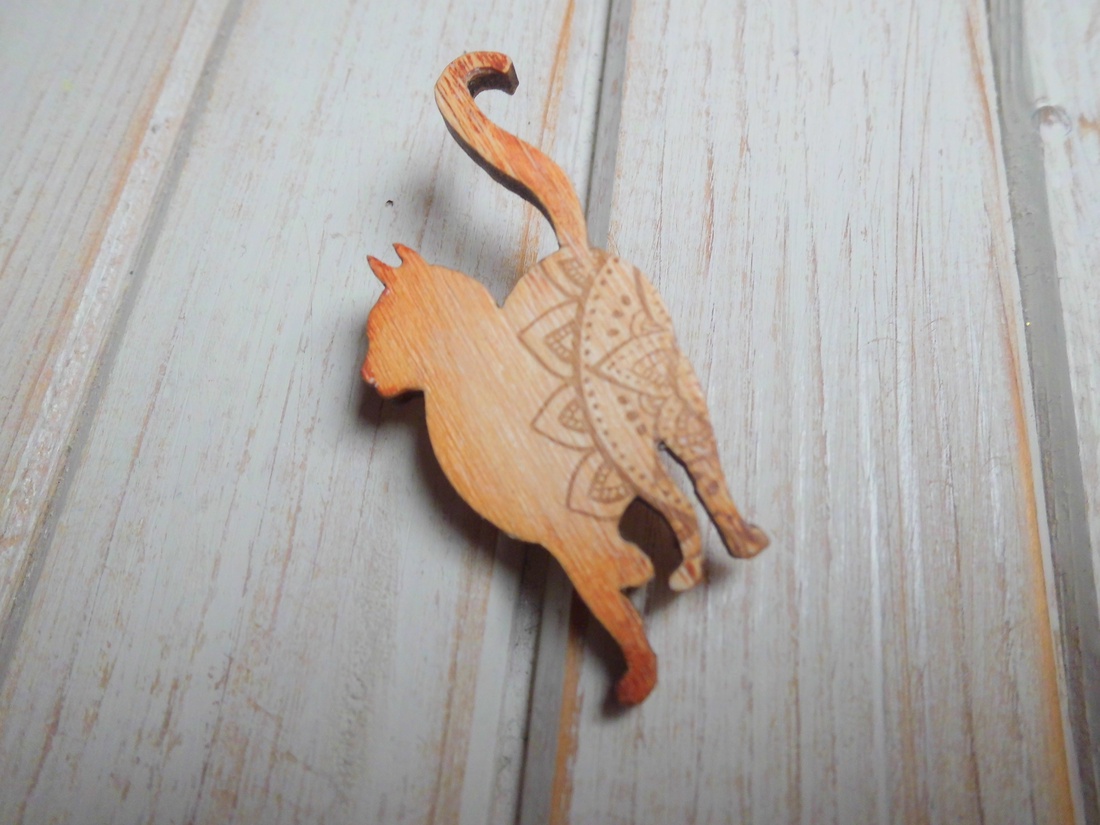 Indiai mintájú cica,macska fa bross, kitűző -  - Meska.hu