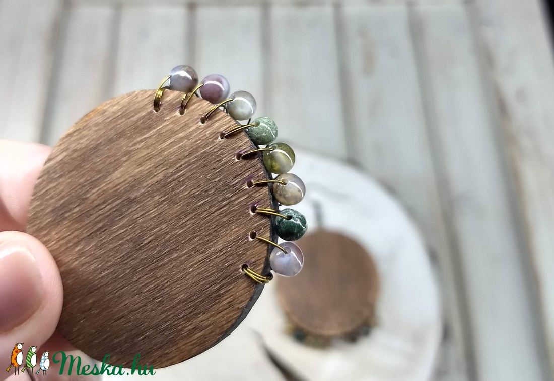 Kerek fa fülbevaló moss agate gyöngyökkel - - Meska.hu Kerek fa fülbevaló moss agate gyöngyökkel - - Meska.hu