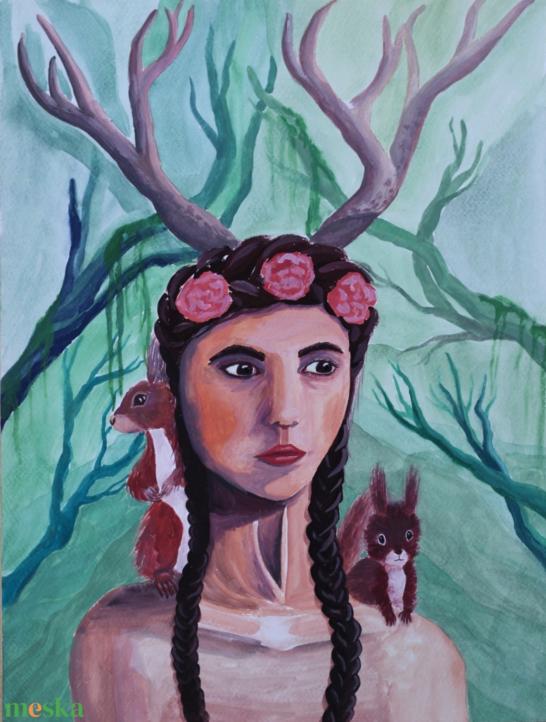 Mókusokkal - művészet - festmény - festmény vegyes technika - Meska.hu