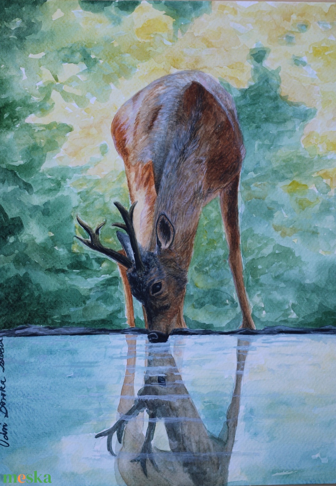 Szarvas - művészet - festmény - akvarell - Meska.hu
