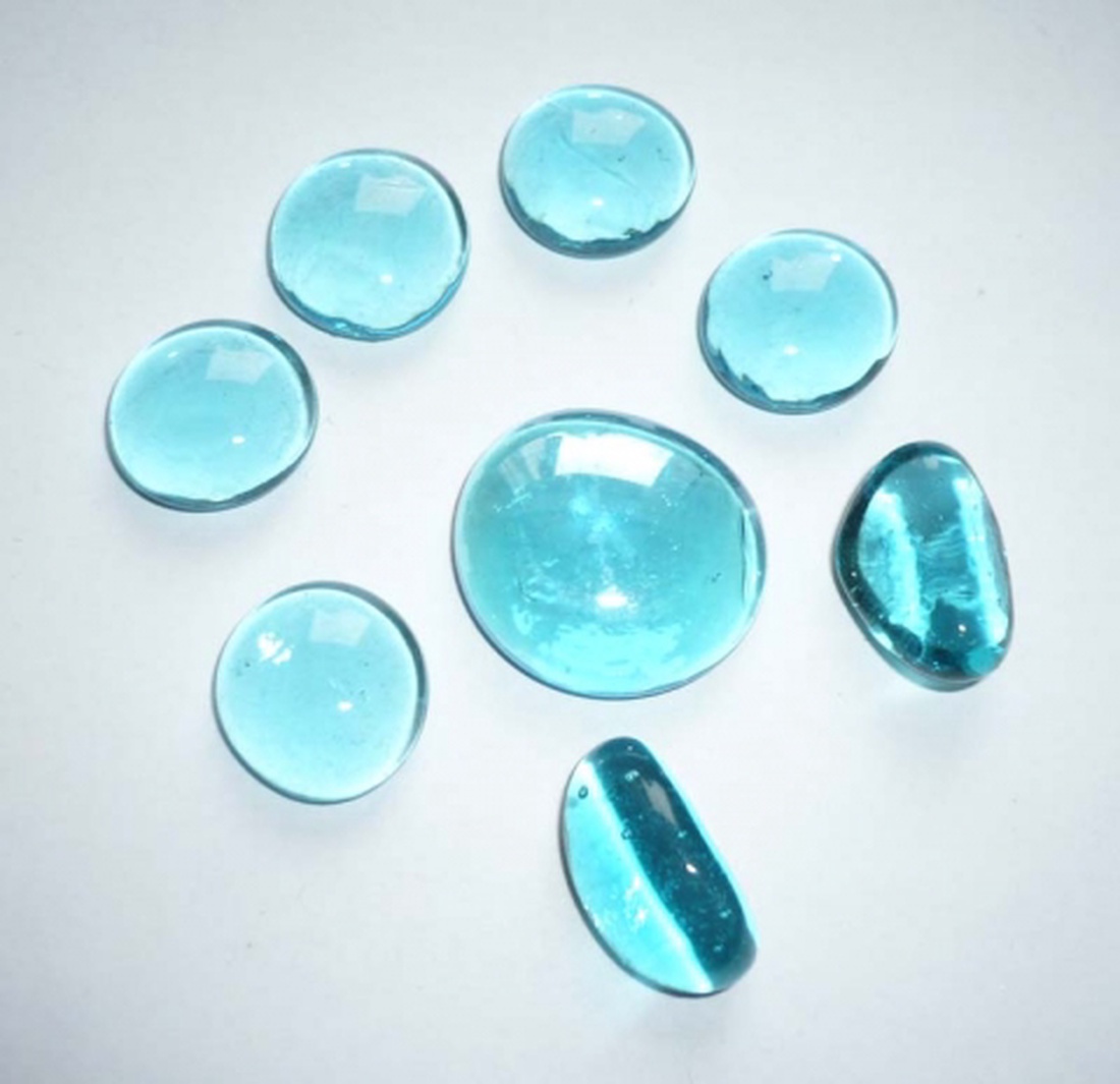 Türkiz üvegkavics kaboshon válogatás - kellékek & szerszámok - gyöngyfűzés kellékek - cabochon - Meska.hu