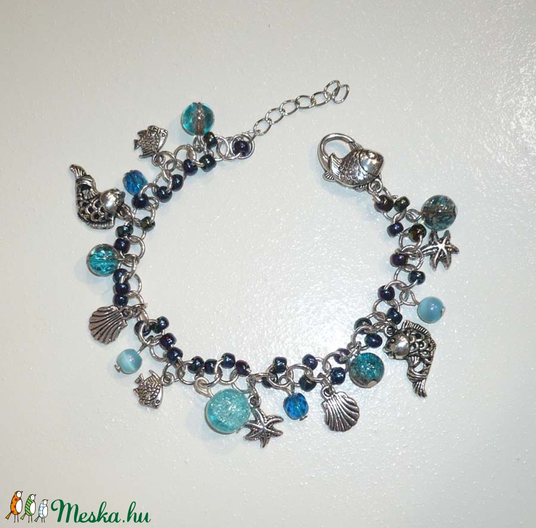 Tenger kincsei - kék, türkiz, ezüst karkötő -  - Meska.hu