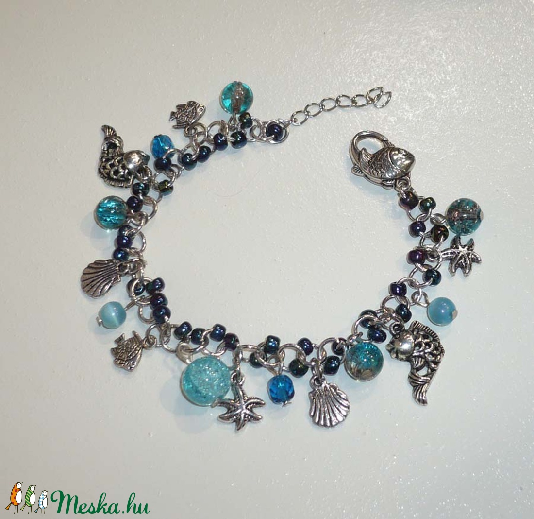 Tenger kincsei - kék, türkiz, ezüst karkötő -  - Meska.hu