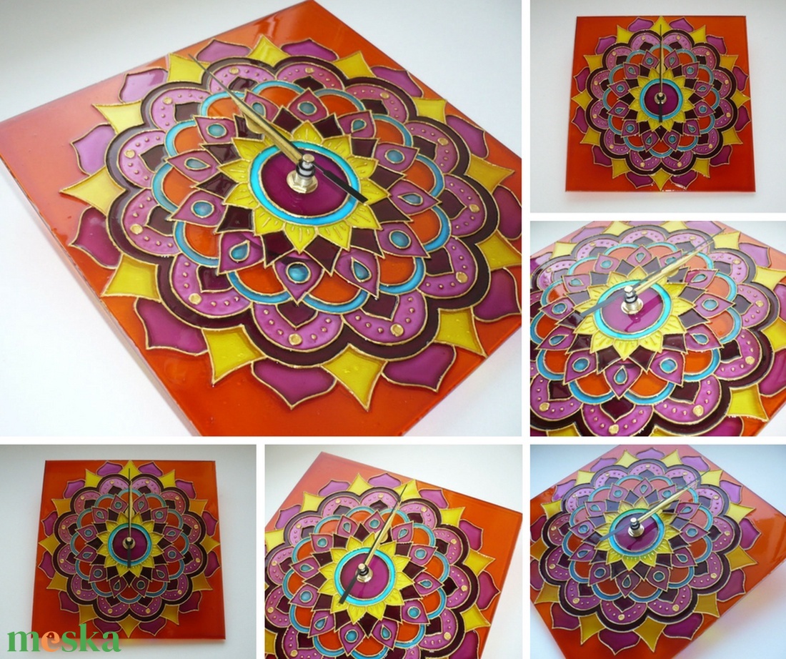 Hippi Mandala - egyedi festett üveg falióra - otthon & lakás - dekoráció - fali és függő dekoráció - falióra & óra - Meska.hu Hippi Mandala - egyedi festett üveg falióra - otthon & lakás - dekoráció - fali és függő dekoráció - falióra & óra - Meska.hu