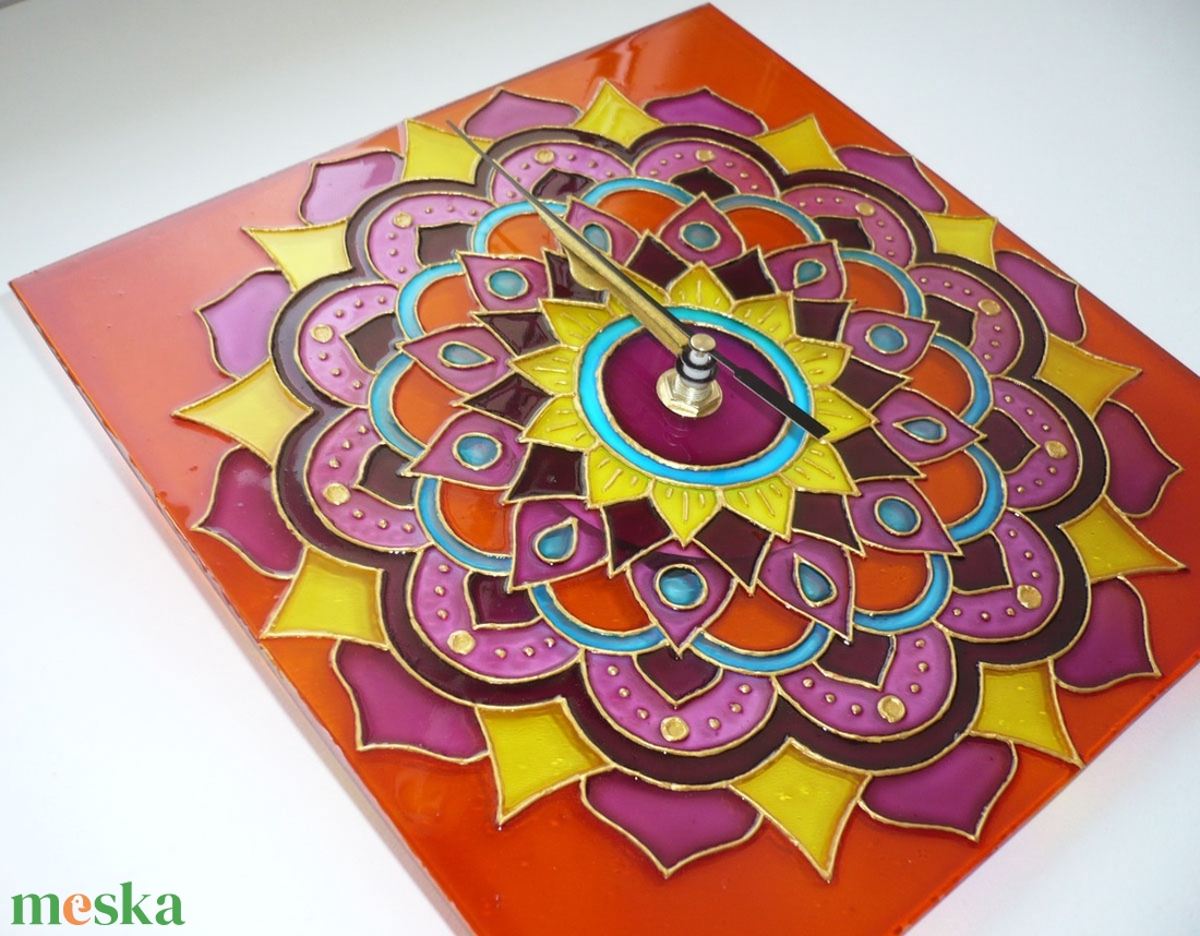Hippi Mandala - egyedi festett üveg falióra - otthon & lakás - dekoráció - fali és függő dekoráció - falióra & óra - Meska.hu Hippi Mandala - egyedi festett üveg falióra - otthon & lakás - dekoráció - fali és függő dekoráció - falióra & óra - Meska.hu