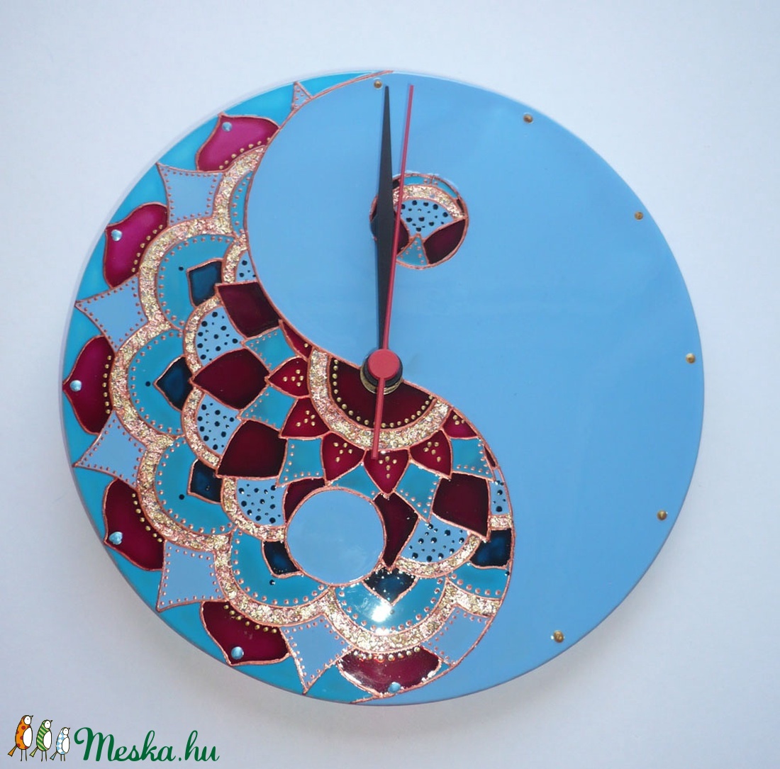 Yin-yang és Mandala - egyedi festett üveg falióra - otthon & lakás - dekoráció - falióra & óra - Meska.hu Yin-yang és Mandala - egyedi festett üveg falióra - otthon & lakás - dekoráció - falióra & óra - Meska.hu