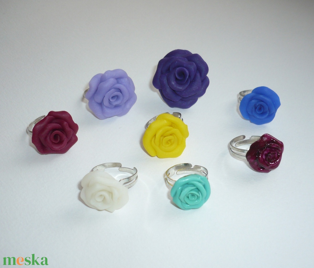 Rózsa gyűrű mix - 8db - ékszer - gyűrű - figurális gyűrű - Meska.hu