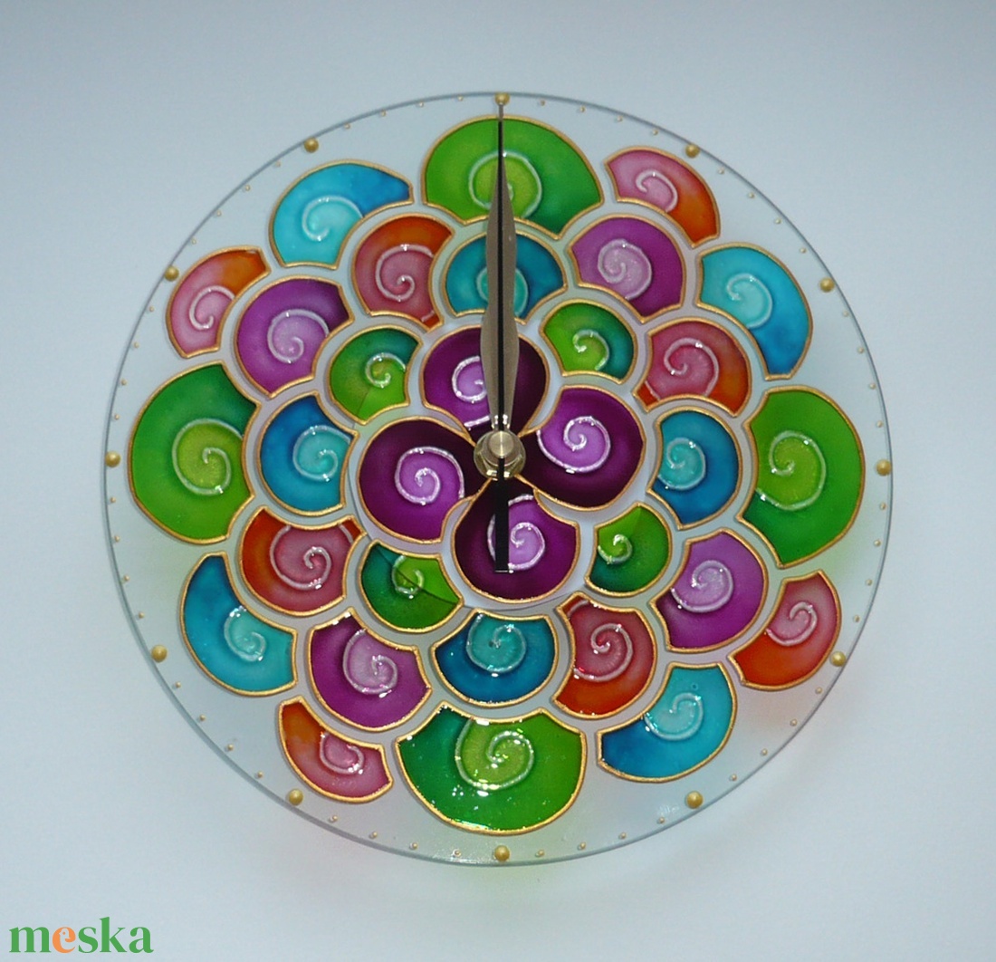 Tavaszi Merengő - egyedi festett mandala üveg falióra - otthon & életmód - dekoráció - fali és függő dekoráció - falióra & óra - Meska.hu Tavaszi Merengő - egyedi festett mandala üveg falióra - otthon & életmód - dekoráció - fali és függő dekoráció - falióra & óra - Meska.hu
