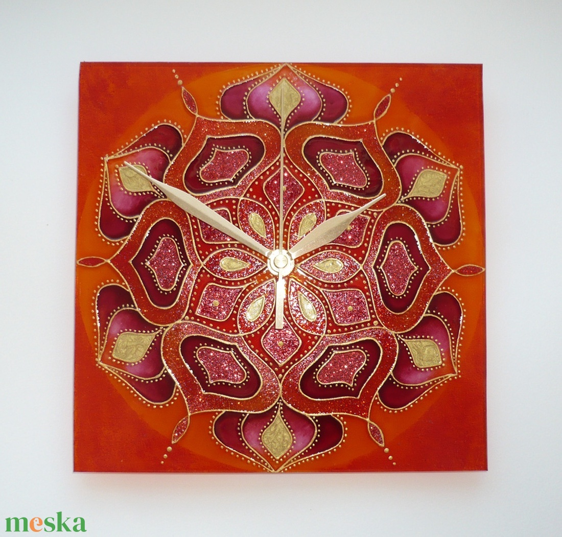 TűzMandala - egyedi festett mandala üveg falióra - otthon & életmód - dekoráció - fali és függő dekoráció - falióra & óra - Meska.hu TűzMandala - egyedi festett mandala üveg falióra - otthon & életmód - dekoráció - fali és függő dekoráció - falióra & óra - Meska.hu