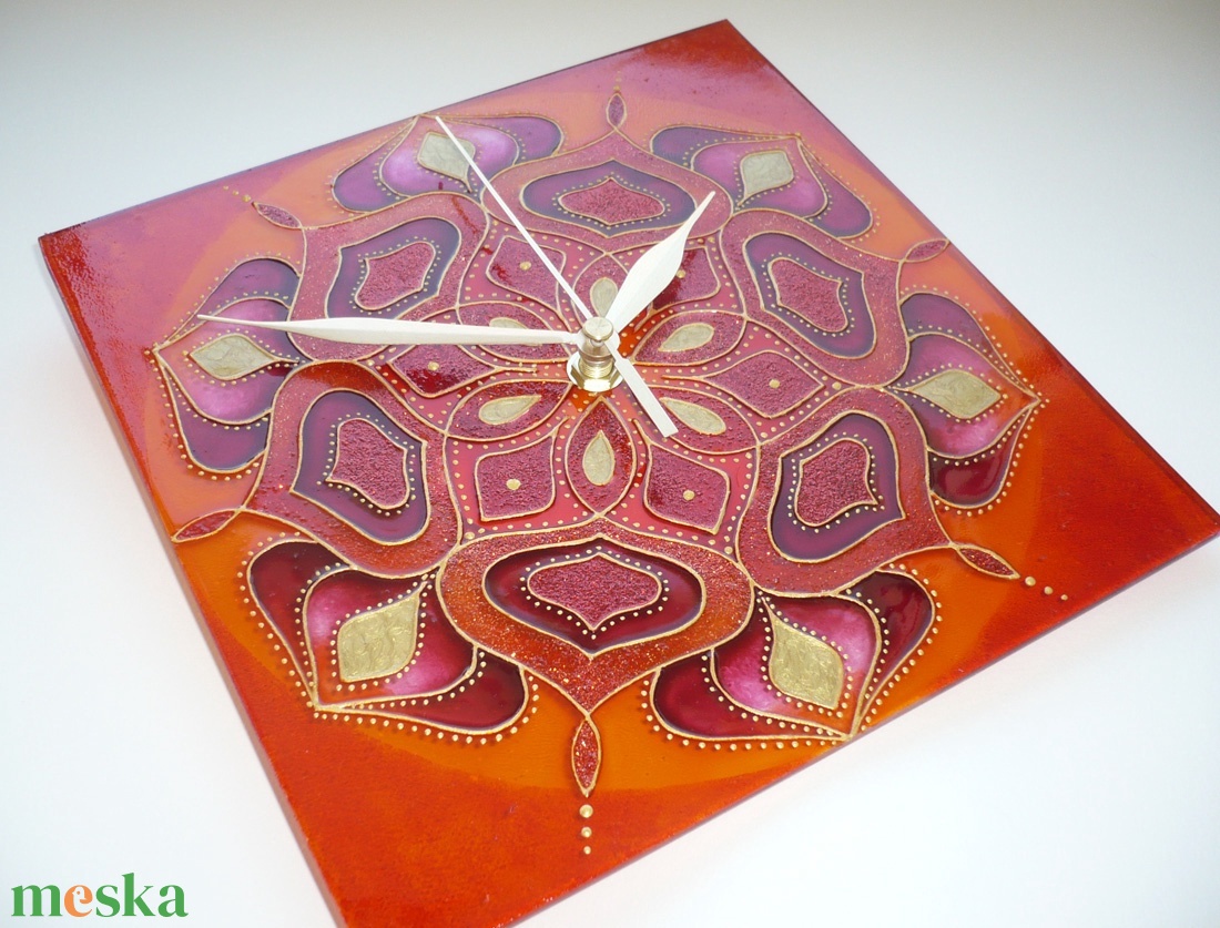 TűzMandala - egyedi festett mandala üveg falióra - otthon & életmód - dekoráció - fali és függő dekoráció - falióra & óra - Meska.hu TűzMandala - egyedi festett mandala üveg falióra - otthon & életmód - dekoráció - fali és függő dekoráció - falióra & óra - Meska.hu