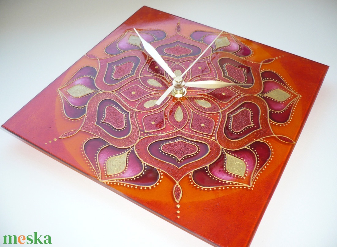 TűzMandala - egyedi festett mandala üveg falióra - otthon & életmód - dekoráció - fali és függő dekoráció - falióra & óra - Meska.hu TűzMandala - egyedi festett mandala üveg falióra - otthon & életmód - dekoráció - fali és függő dekoráció - falióra & óra - Meska.hu