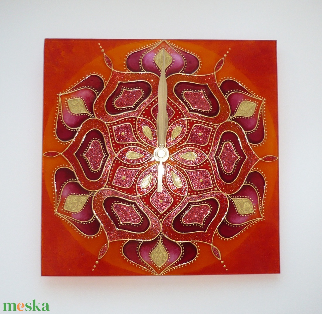TűzMandala - egyedi festett mandala üveg falióra - otthon & életmód - dekoráció - fali és függő dekoráció - falióra & óra - Meska.hu TűzMandala - egyedi festett mandala üveg falióra - otthon & életmód - dekoráció - fali és függő dekoráció - falióra & óra - Meska.hu