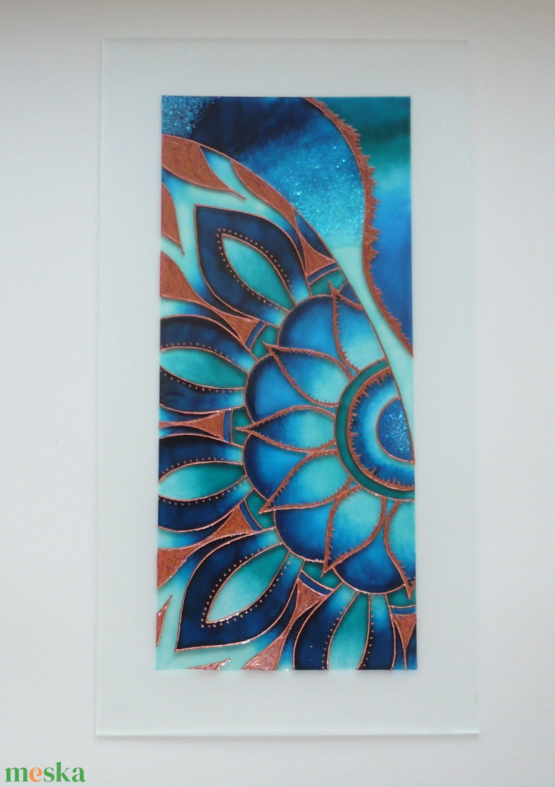 Teal - Copper Mandala részlet - üvegre festett kép, ablakbetét, festmény - otthon & életmód - dekoráció - kép & falikép - üvegkép - Meska.hu Teal - Copper Mandala részlet - üvegre festett kép, ablakbetét, festmény - otthon & életmód - dekoráció - kép & falikép - üvegkép - Meska.hu