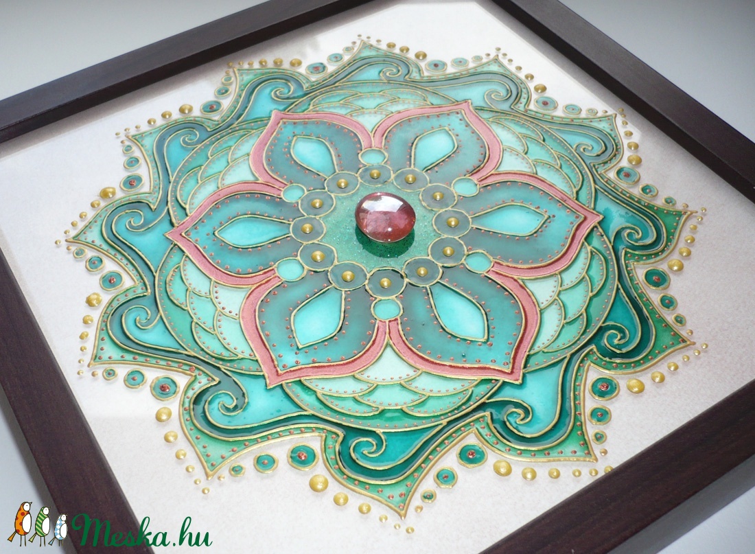 Smaragd Varázslat - üvegfestett mandala falikép -  - Meska.hu
